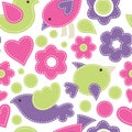 Cute seamless pattern with birds. Childish style vector illustration