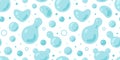 Cute Seamless pattern with Blue water bubbles and drops. Trendy modern vector illustration on light background, hand Royalty Free Stock Photo