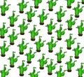 Cute seamless pattern with cactus on the white background