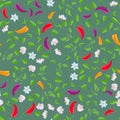 Cute seamless pattern with cartoon Chili peppers Royalty Free Stock Photo