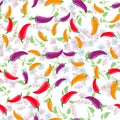 Cute seamless pattern with cartoon Chili peppers Royalty Free Stock Photo