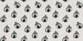 Cute seamless pattern of cartoon faces of characters gray parrots with the crests from above on a light gray background. African h