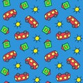 Cute seamless pattern for children. Bus  house and sun. Colorful print. Doodle style illustration. Print for cards  invitations Royalty Free Stock Photo