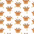 Cute seamless pattern for children with funny deers. Smile characters