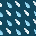 Cute seamless pattern for children. Repeated decorative rain drops. Endless print with raindrops.