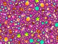 Cute seamless pattern with colorful sweets, cakes, lollipops. Cartoon seamless pattern with candy and sweet dessert. Fun