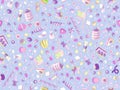 Cute seamless pattern with colorful sweets, cakes, lollipops. Cartoon seamless pattern with candy and sweet dessert. Fun Royalty Free Stock Photo