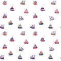 Cute seamless pattern with different ships on white background. Royalty Free Stock Photo