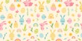 Cute seamless pattern with easter bunny and eggs