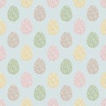 Cute seamless pattern with Easter eggs on a blue background Royalty Free Stock Photo