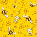 Cute seamless pattern with flying bees. Vector illustration EPS10 Royalty Free Stock Photo