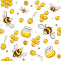 Cute seamless pattern with flying bees. Vector illustration EPS10 Royalty Free Stock Photo