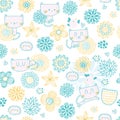 Cute seamless pattern with funny cartoon cats Royalty Free Stock Photo