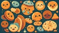 Cute seamless pattern with funny cookies