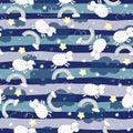 Cute seamless pattern with funny sheep. vector illustration