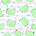 Cute seamless pattern with funny toad. vector illustration