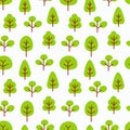 Cute seamless pattern with green forest. Summer kids background.
