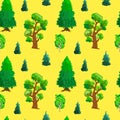 Cute seamless pattern with green summer trees Royalty Free Stock Photo