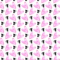 Cute seamless pattern with hearts and cats. Romantic texture for backgrounds, wrapping paper, packaging, greeting cards, prints,