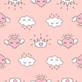 Cute seamless pattern with hearts and love doodles