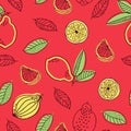 Cute seamless pattern with lemons. Sketch with lemons, summer vector illustration, template