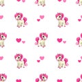 Cute seamless pattern with little cartoon pony