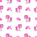 Cute seamless pattern with little cartoon pony