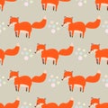 Cute seamless pattern with little foxes fox