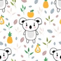 Cute seamless pattern with little koala bear. Childish background with funny characters