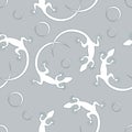 Cute seamless pattern with lizards and circles.