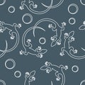 Cute seamless pattern with lizards and circles.