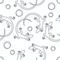 Cute seamless pattern with lizards and circles.