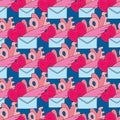 Cute seamless pattern with love letters envelopes. Background lovely design for Valentines day Royalty Free Stock Photo