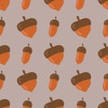 Cute seamless pattern made of brown acorns background autumn nature fall season forest design vector illustration Royalty Free Stock Photo