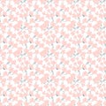 Cute seamless pattern with pink blooming magnolias twigs on white background Royalty Free Stock Photo