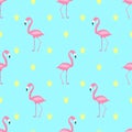 Cute Seamless pattern pink flamingo