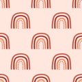 Cute seamless pattern with repeating rainbow drawn by hand.
