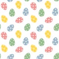 Cute seamless pattern with scattered Easter eggs with flowers. Flat Vector illustration. PNG Royalty Free Stock Photo