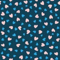 Cute seamless pattern with scattered hearts. Endless romantic print.