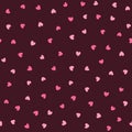 Cute seamless pattern with scattered small hearts. Endless romantic print.