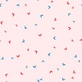 Cute seamless pattern with scattered small hearts. Endless romantic print.