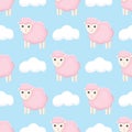 Cute seamless pattern with sheeps in the clouds Royalty Free Stock Photo