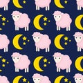 Cute seamless pattern with sheeps in the clouds Royalty Free Stock Photo