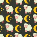 Cute seamless pattern with sheeps in the clouds Royalty Free Stock Photo
