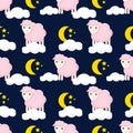 Cute seamless pattern with sheeps in the clouds Royalty Free Stock Photo