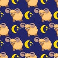 Cute seamless pattern with sheeps in the clouds Royalty Free Stock Photo