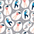 Cute seamless pattern of sleeping people vector Royalty Free Stock Photo