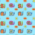 Cute seamless pattern with snails and ornament