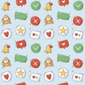 Cute seamless pattern with social media icons Royalty Free Stock Photo
