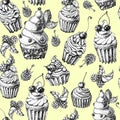 Cute seamless pattern sweet Cake